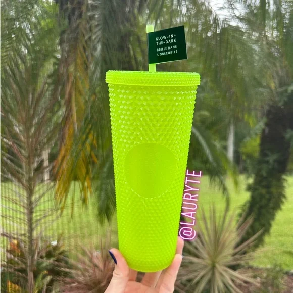 Starbucks 2022 Glow in the Dark Neon Lemongrass Venti Studded Tumbler - Picture 4 of 6
